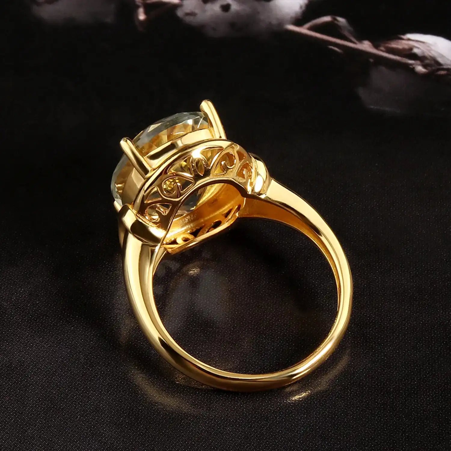 Natural Green Amethyst 12*16mm Sterling Silver Ring